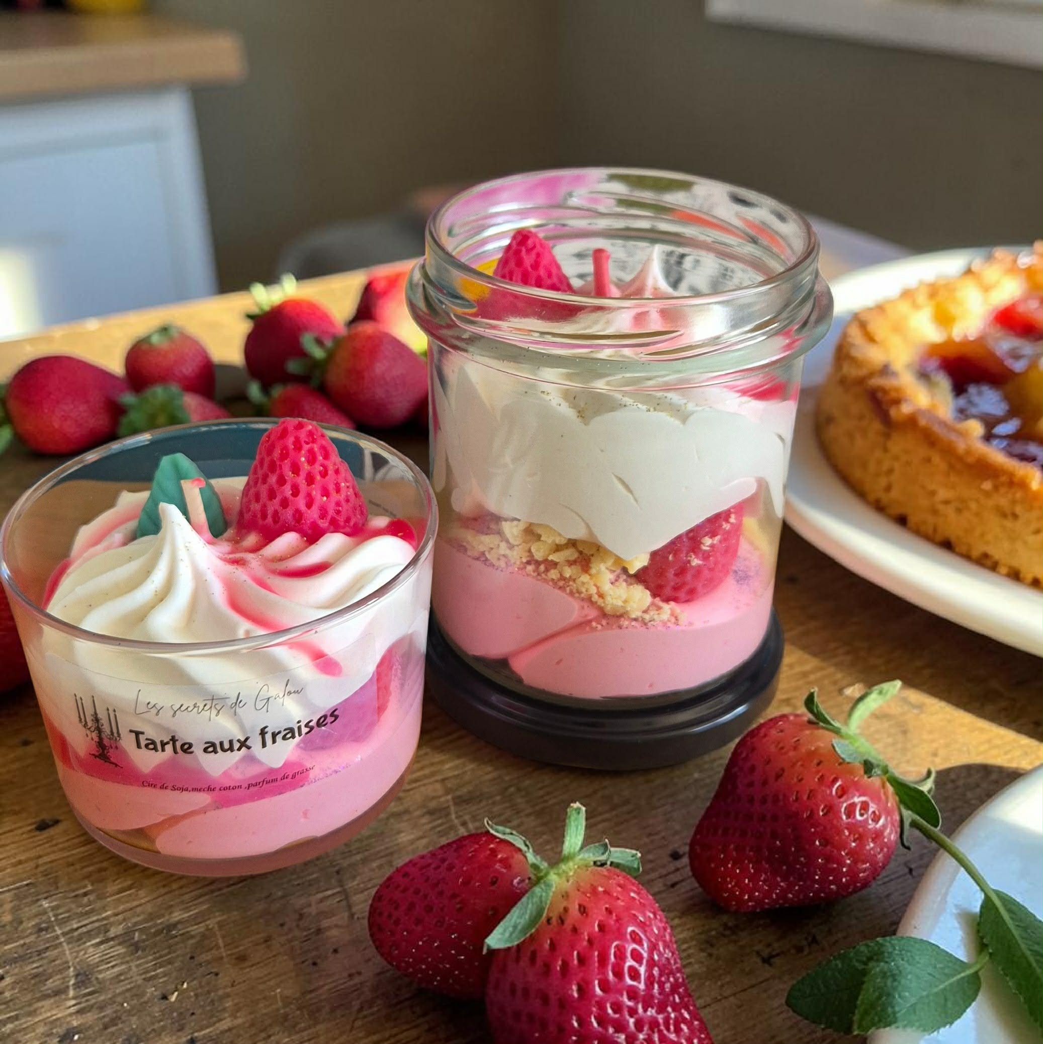 Bougie gourmande tarte aux fraises