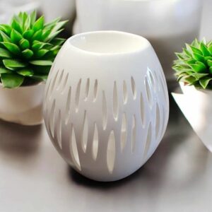 Brûle parfum ovali blanc